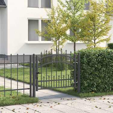 Vidaxl hekpoort met spear boven met slot grijs 103 x 75 cm staal