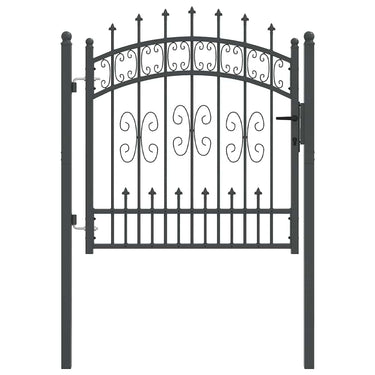 Vidaxl hekpoort met spear boven met slot grijs 103 x 100 cm staal