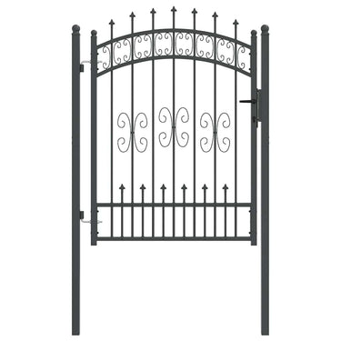 Vidaxl hekpoort met spear boven met slot grijs 103 x 175 cm staal