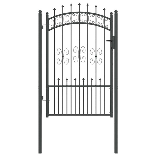 Vidaxl hekpoort met spear boven met slot grijs 103 x 200 cm staal