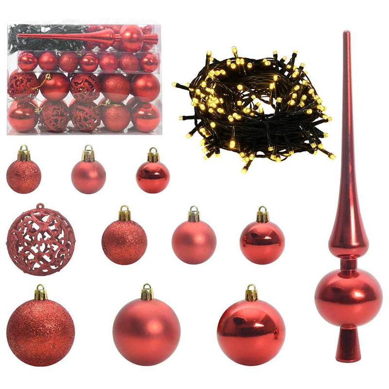Load image into Gallery viewer, Vidaxl kerstbal set met 150 led 61 pcs rood kunststof
