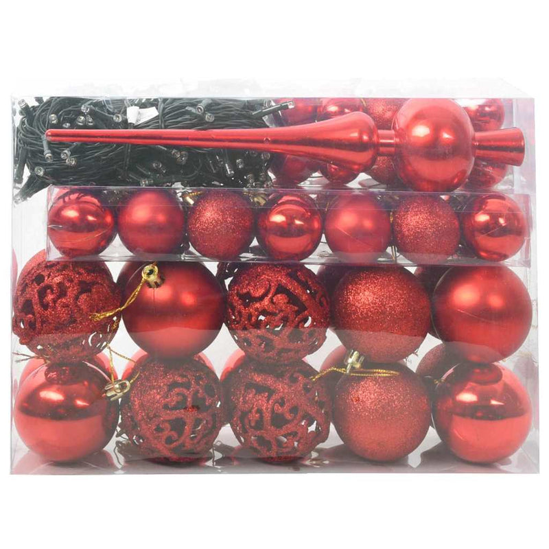 Load image into Gallery viewer, Vidaxl kerstbal set met 150 led 61 pcs rood kunststof
