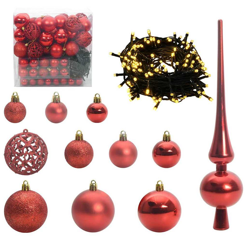 Load image into Gallery viewer, Vidaxl kerstbal set met 300 led 120 pcs rood kunststof
