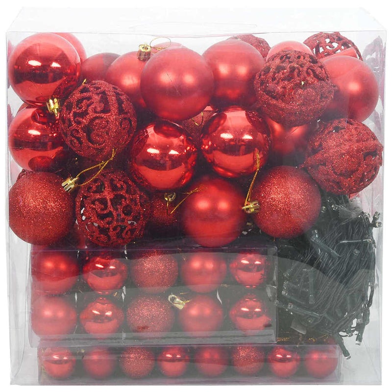 Load image into Gallery viewer, Vidaxl kerstbal set met 300 led 120 pcs rood kunststof

