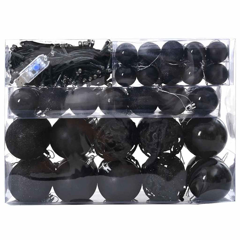 Load image into Gallery viewer, Vidaxl kerstbal set met 150 led 61 pcs zwart kunststof
