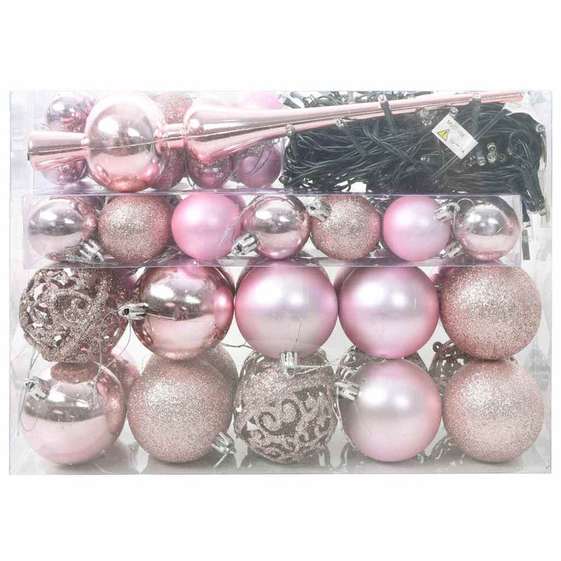 Load image into Gallery viewer, Vidaxl kerstbal set met 150 led 61 pcs roze kunststof
