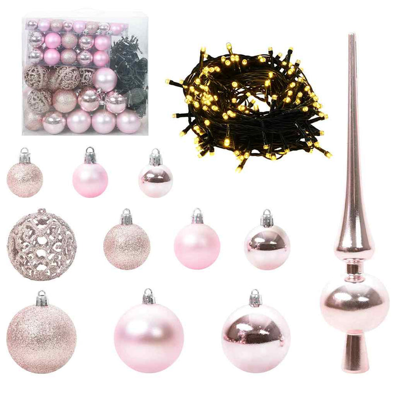Load image into Gallery viewer, Vidaxl kerstbal set met 300 led 120 pcs roze kunststof
