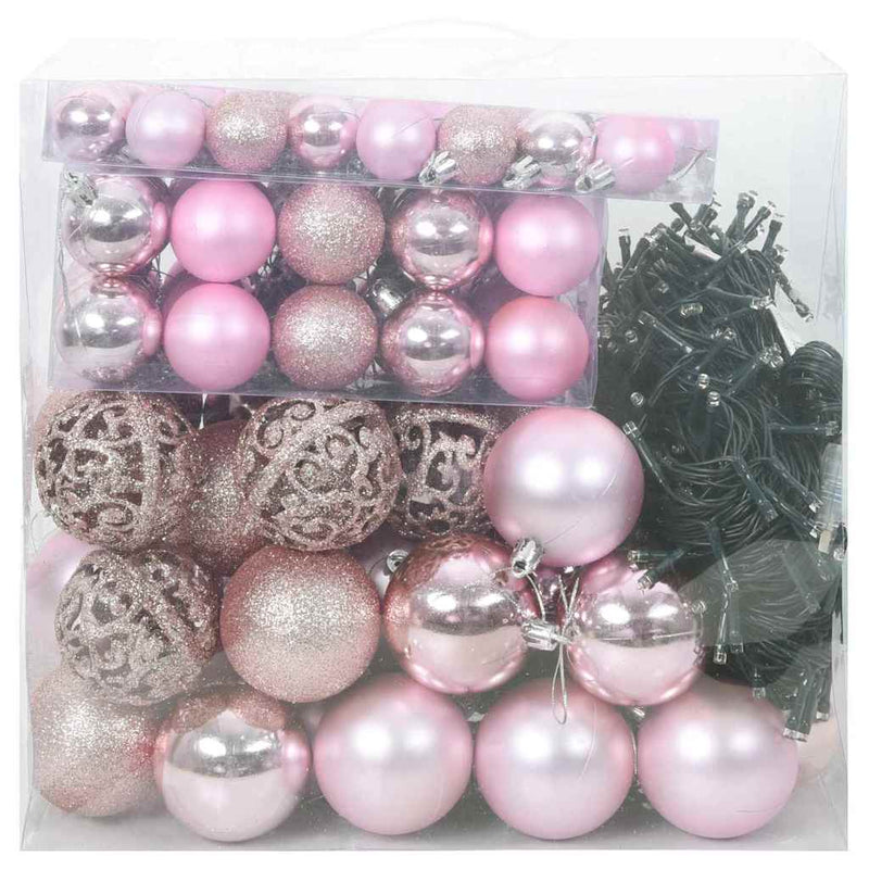Load image into Gallery viewer, Vidaxl kerstbal set met 300 led 120 pcs roze kunststof
