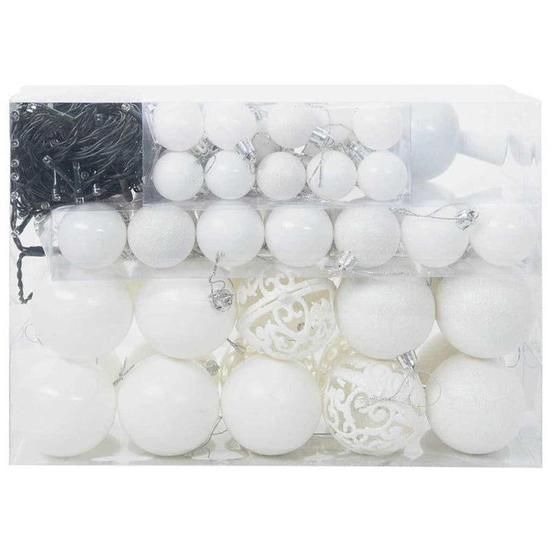 Load image into Gallery viewer, Vidaxl kerstbal set met 150 led 61 pcs wit kunststof
