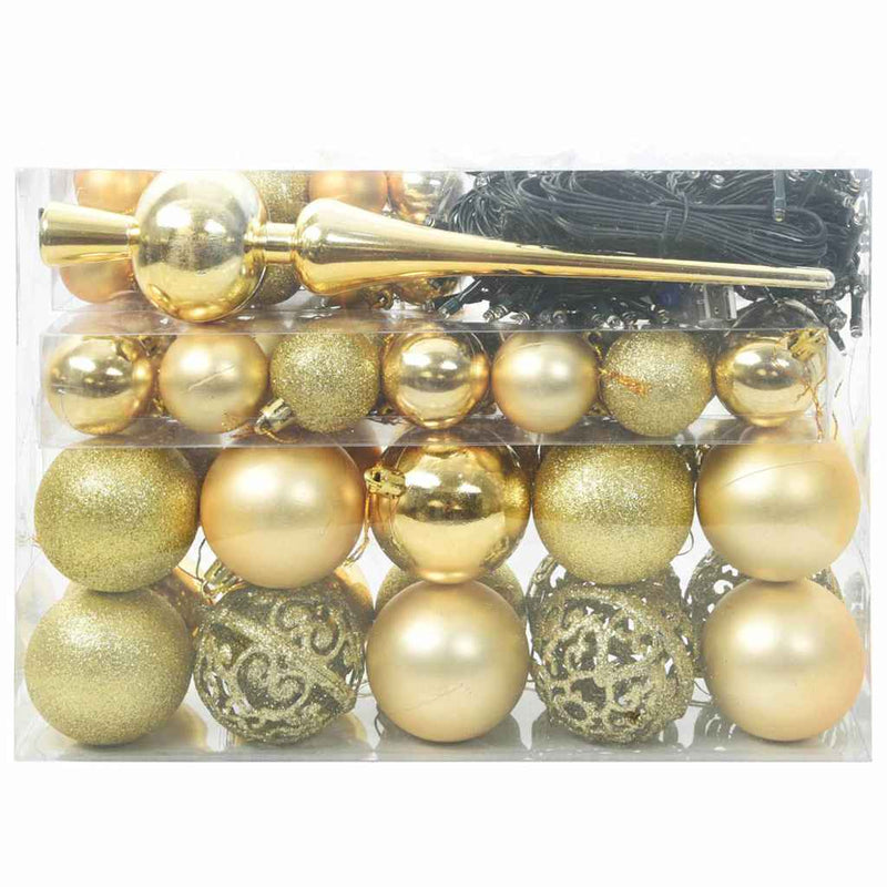 Load image into Gallery viewer, Vidaxl kerstbal set met 150 led 61 pcs goud kunststof
