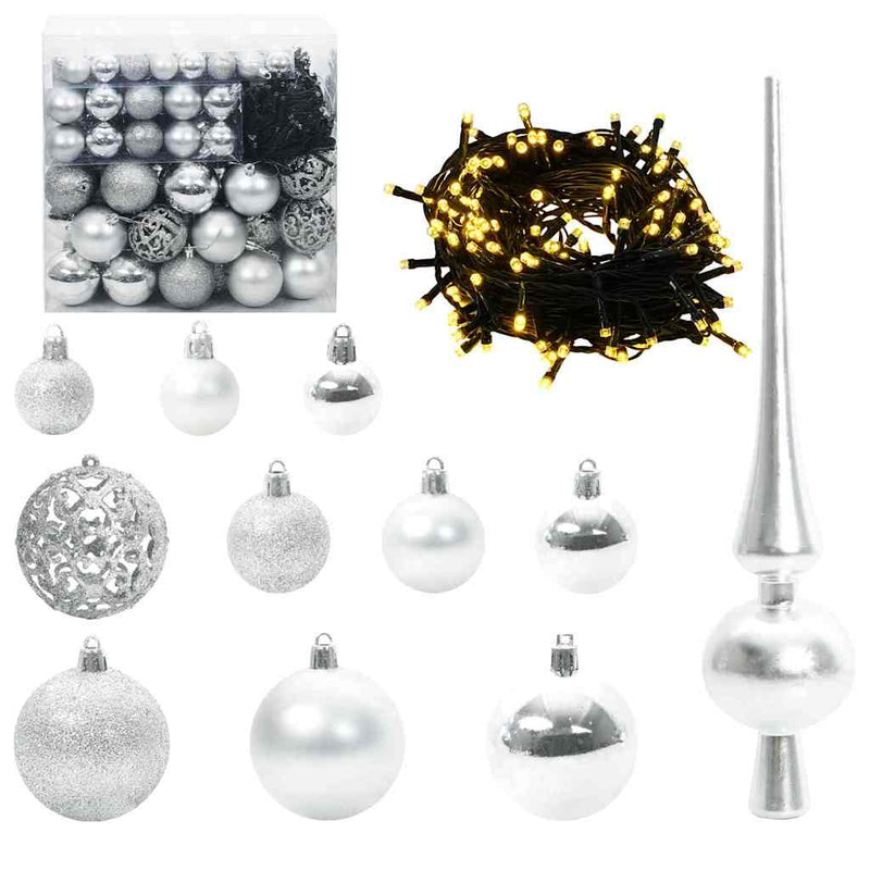 Load image into Gallery viewer, Vidaxl kerstbal set met 300 led 120 pcs zilver kunststof
