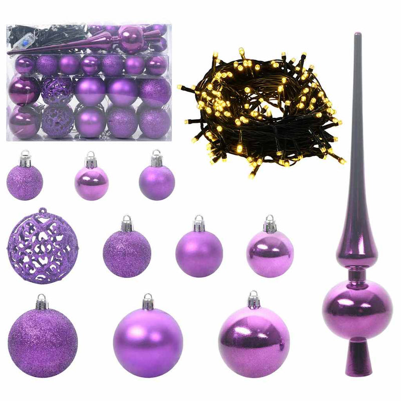 Load image into Gallery viewer, Vidaxl kerstbal set met 150 led 61 pcs lila kunststof
