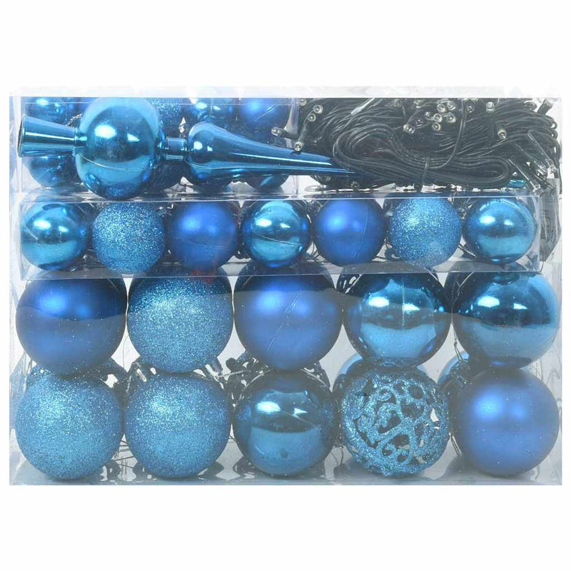 Load image into Gallery viewer, Vidaxl kerstbal set met 150 led 61 pcs blauw kunststof
