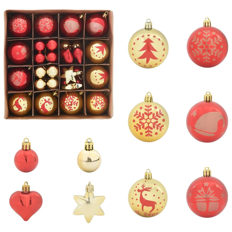 Load image into Gallery viewer, Vidaxl kerstbal set 40 pcs goud en rood kunststof
