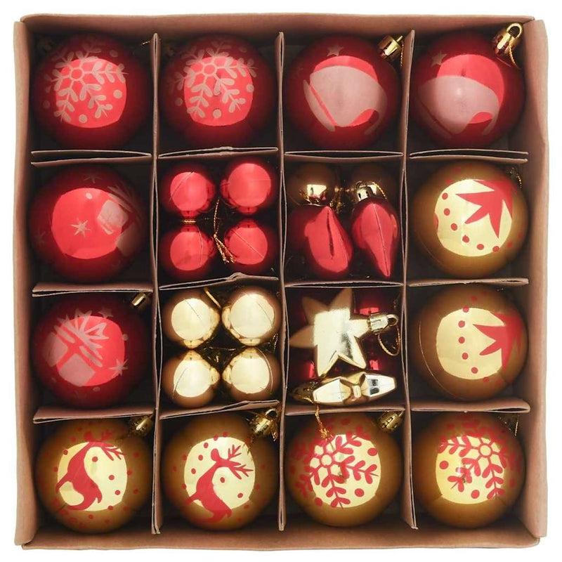 Load image into Gallery viewer, Vidaxl kerstbal set 40 pcs goud en rood kunststof
