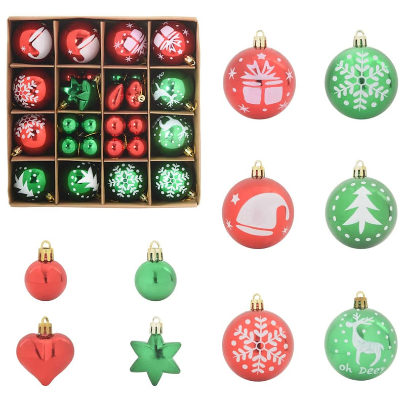 Load image into Gallery viewer, Vidaxl kerstbal set 40 pcs rood en groen kunststof
