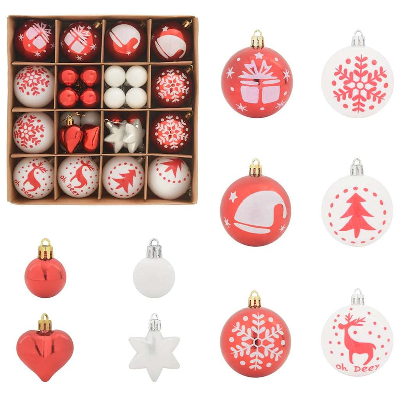 Load image into Gallery viewer, Vidaxl kerstbal set 40 pcs rood en wit kunststof
