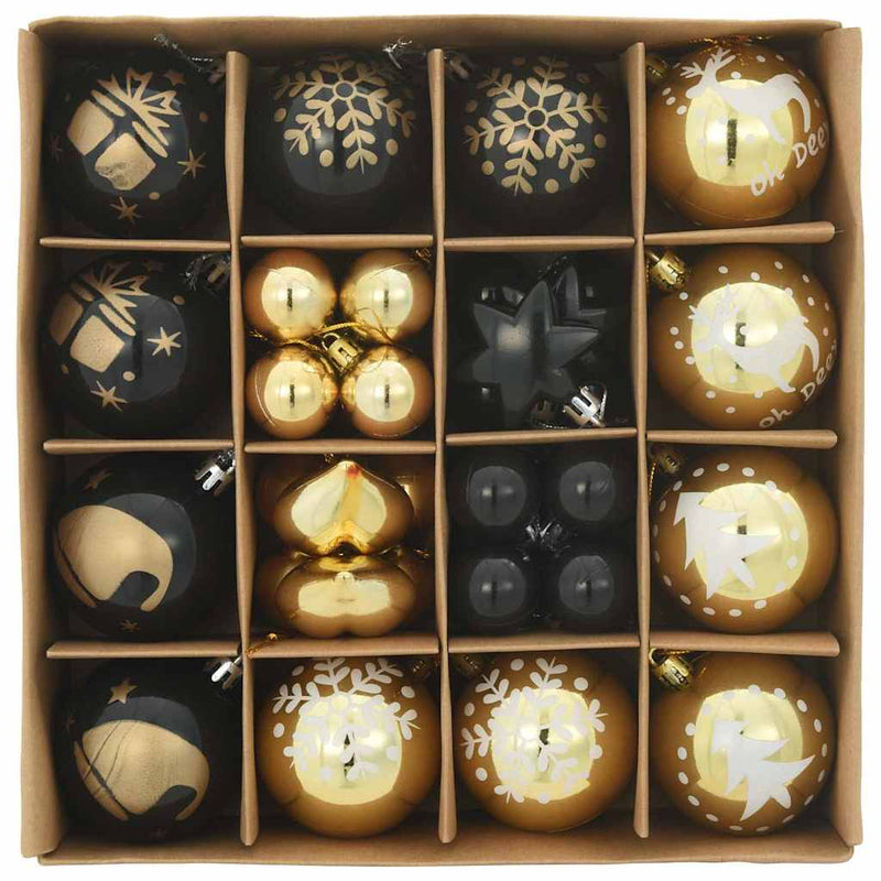 Load image into Gallery viewer, Vidaxl kerstbal set 40 pcs zwart en goud kunststof
