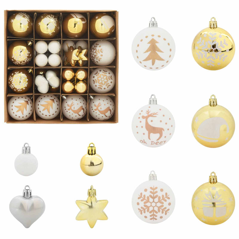 Load image into Gallery viewer, Vidaxl kerstbal set 40 pcs wit en goud kunststof

