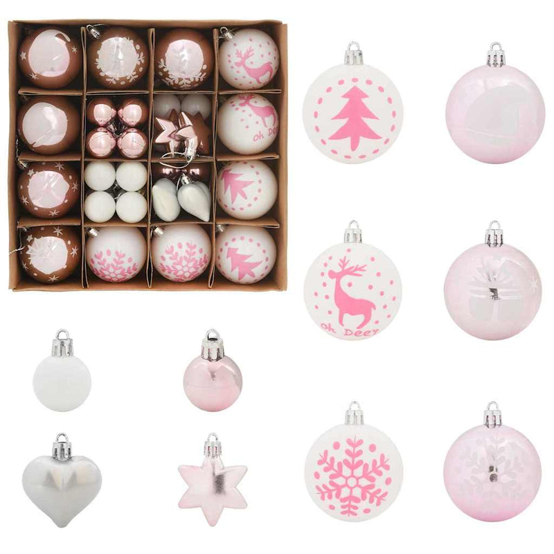 Load image into Gallery viewer, Vidaxl kerstbal set 40 pcs wit en roze kunststof
