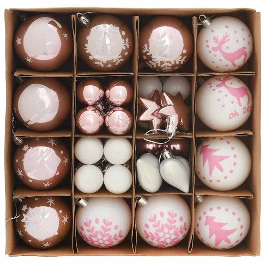 Vidaxl kerstbal set 40 pcs wit en roze kunststof