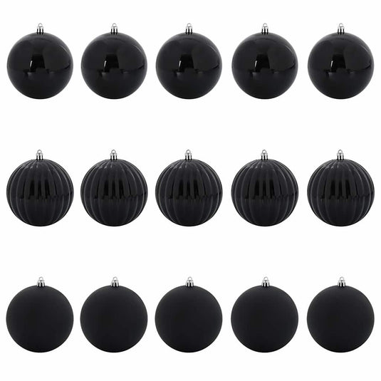 Vidaxl kerstballenset xl 15 pcs zwart kunststof