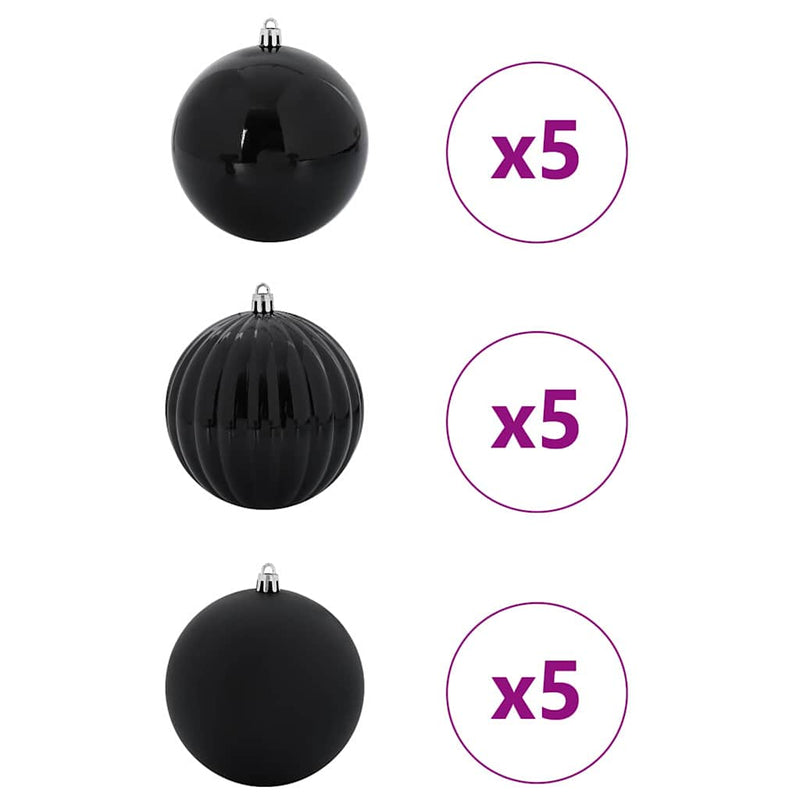 Load image into Gallery viewer, Vidaxl kerstballenset xl 15 pcs zwart kunststof
