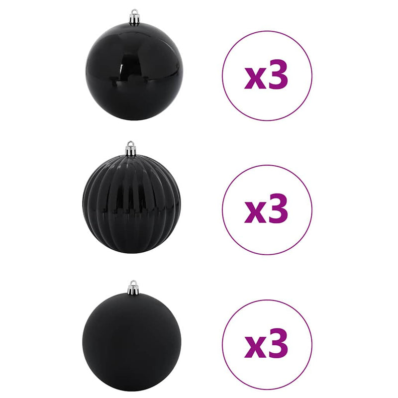 Load image into Gallery viewer, Vidaxl kerstbal set xl 9 pcs zwart kunststof
