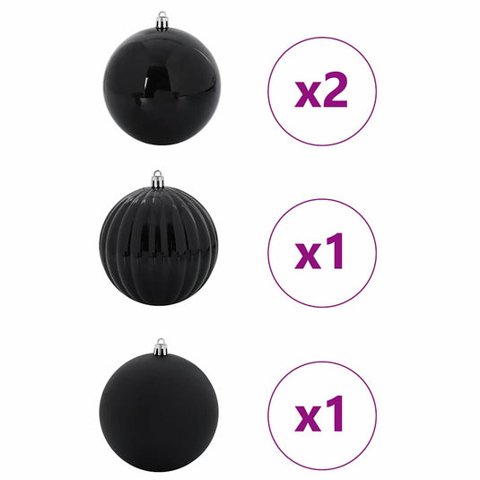 Vidaxl kerstbalset xxl 4 pcs zwart kunststof