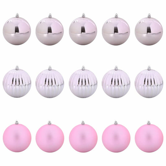 Vidaxl kerstbalset xl 15 pcs roze kunststof