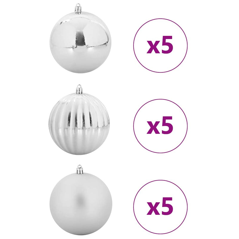 Load image into Gallery viewer, Vidaxl kerstbalset xl 15 pcs zilver kunststof
