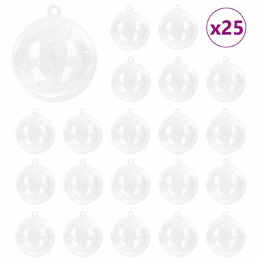 Vidaxl kerstbal set 25 pcs doorzichtig ø 8 cm