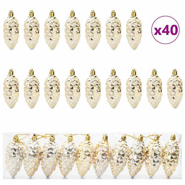 Vidaxl kerstdennenappeltje 40 pcs goud kunststof