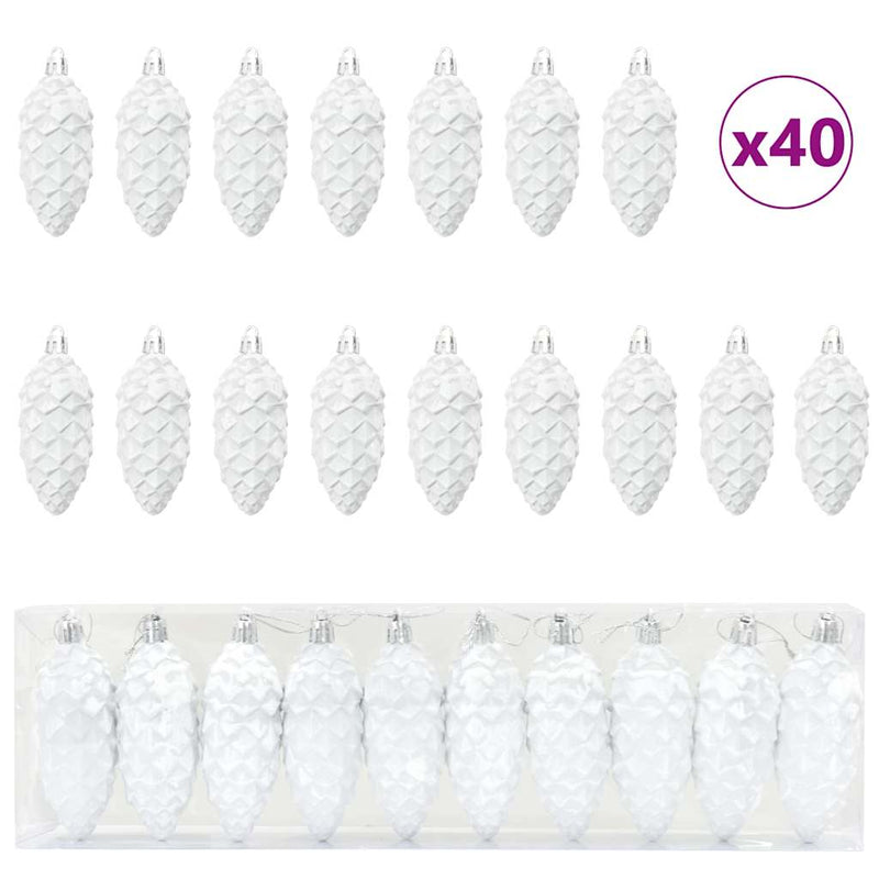 Load image into Gallery viewer, Vidaxl kerstdennenappeltje 40 pcs wit kunststof
