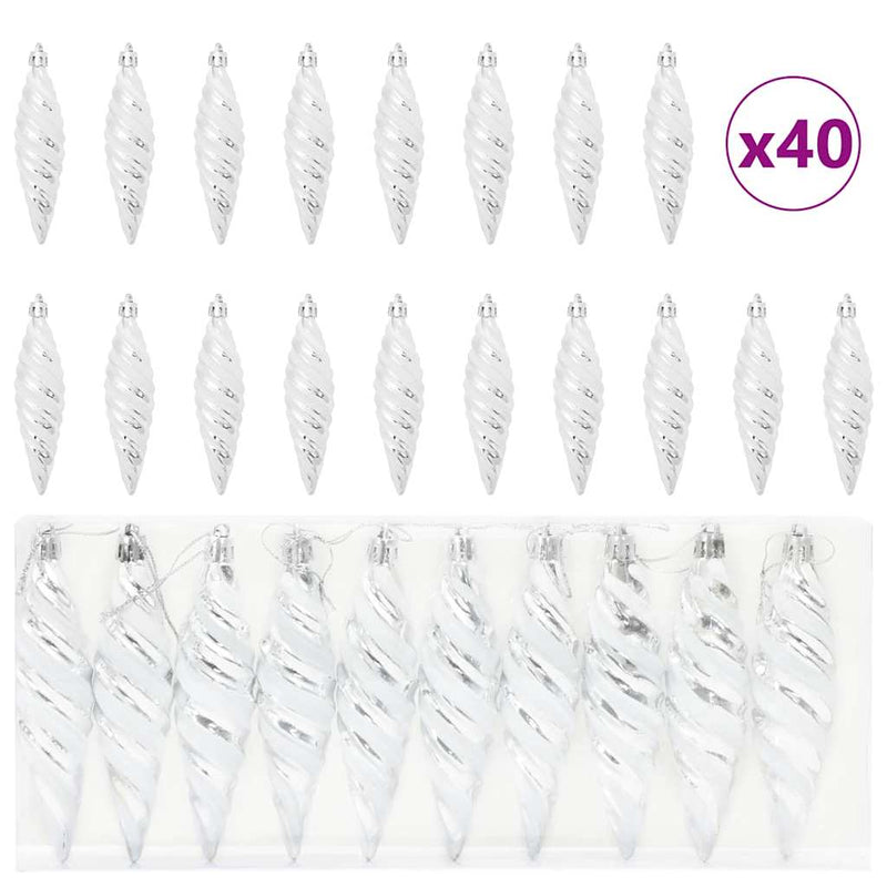 Load image into Gallery viewer, Vidaxl kerst spiralvorm bal 40 pcs zilver kunststof
