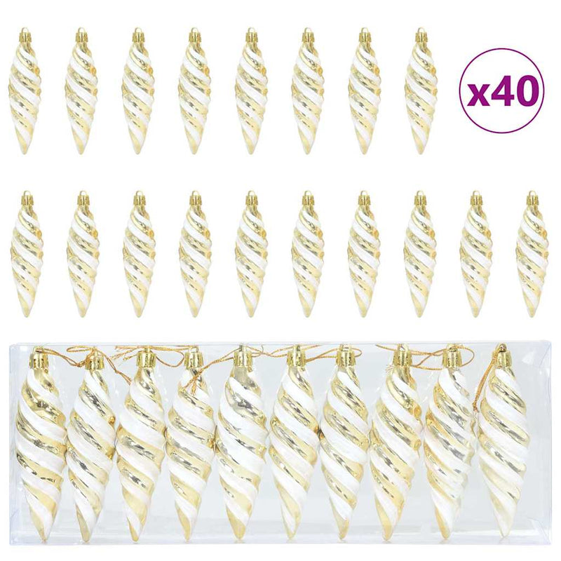 Load image into Gallery viewer, Vidaxl kerst spiralvorm bal 40 pcs goud kunststof
