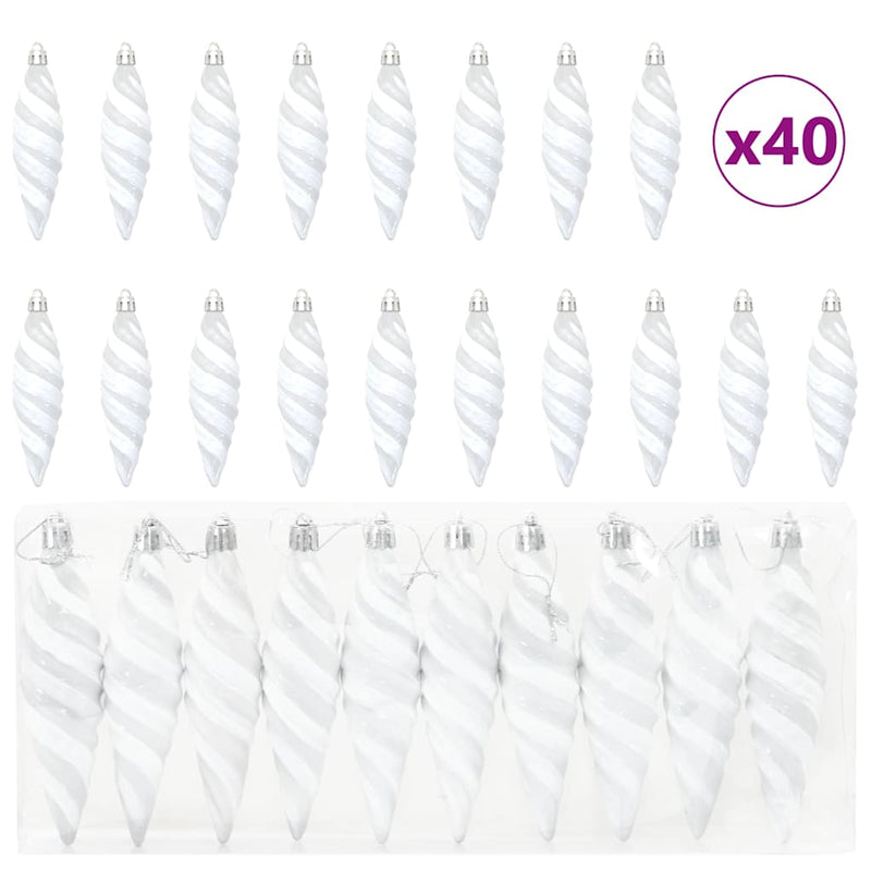Load image into Gallery viewer, Vidaxl kerst spiralvorm bal 40 pcs wit kunststof

