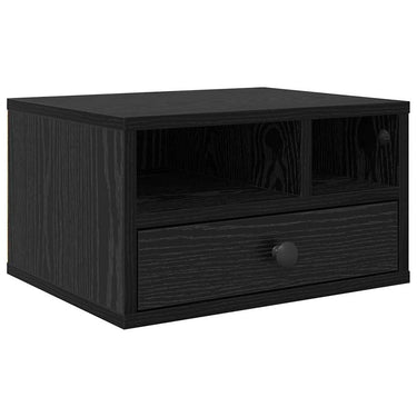 Vidaxl printerstand met lade zwart eiken 40 x 32 x 24 cm bewerkt hout