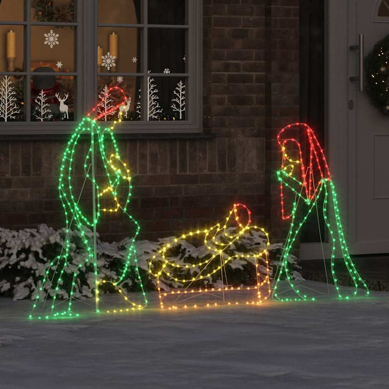 Load image into Gallery viewer, Vidaxl verlichte kerststal met 550 led multikleur 112 x 71,5 cm pvc

