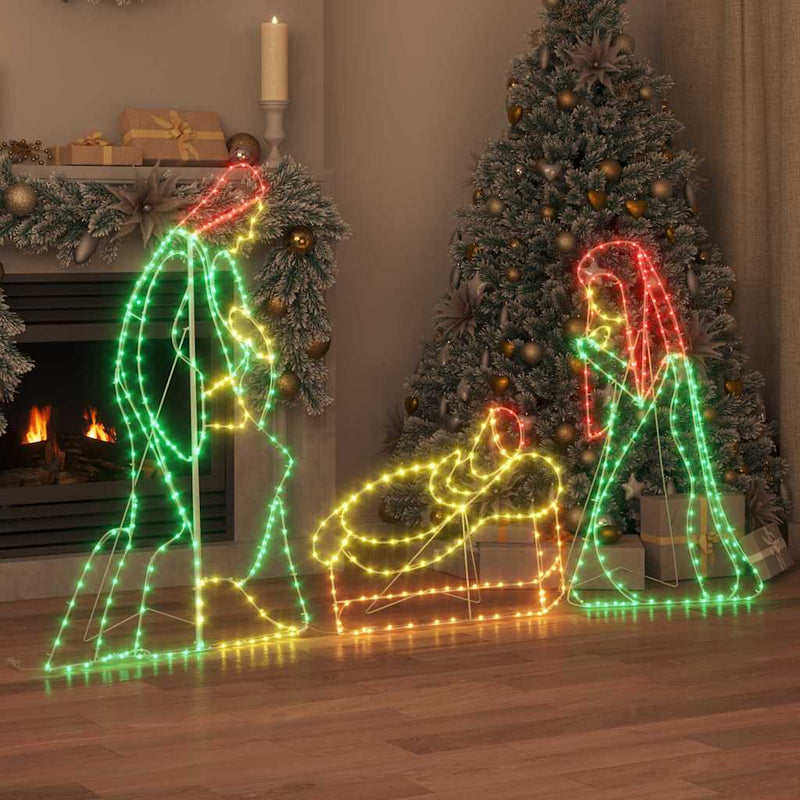 Load image into Gallery viewer, Vidaxl verlichte kerststal met 550 led multikleur 112 x 71,5 cm pvc
