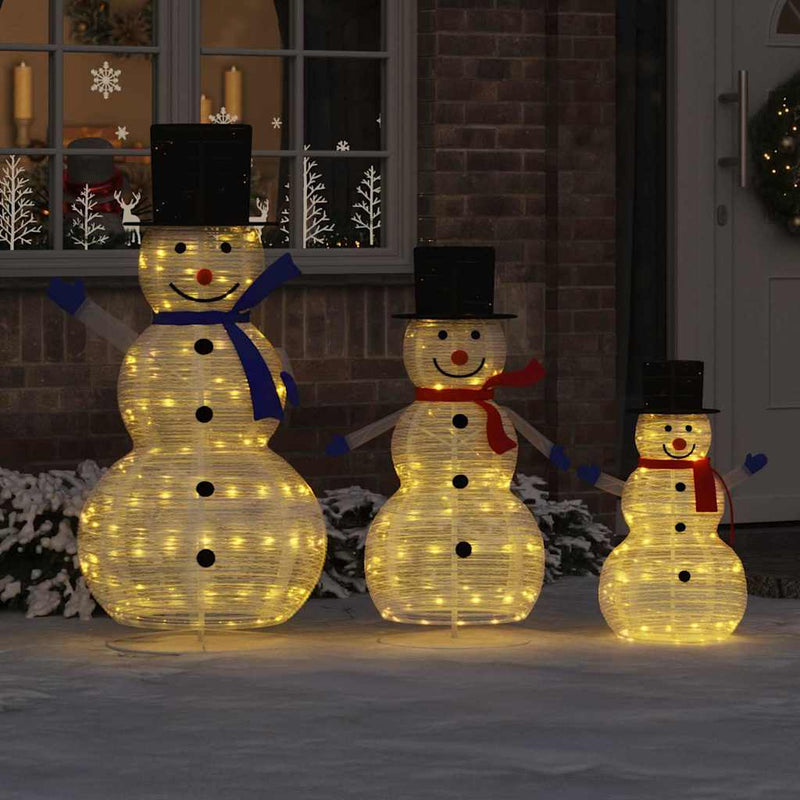Load image into Gallery viewer, Vidaxl kerst sneeuwman familie met 270 led 3 pcs warmwit stof

