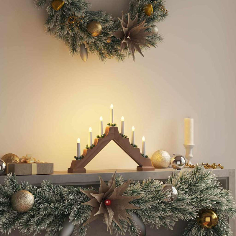 Load image into Gallery viewer, Vidaxl kerst kaars brug bruin 39.5 x 5 x 29 cm massief grenenhout
