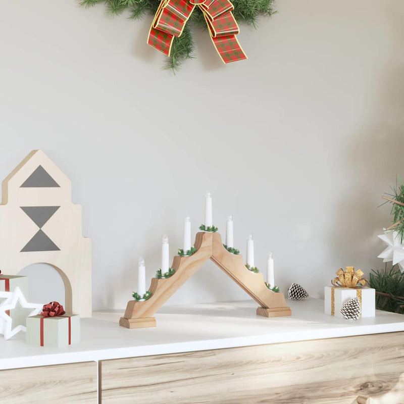 Load image into Gallery viewer, Vidaxl kerst kaars brug bruin 39.5 x 5 x 29 cm massief grenenhout
