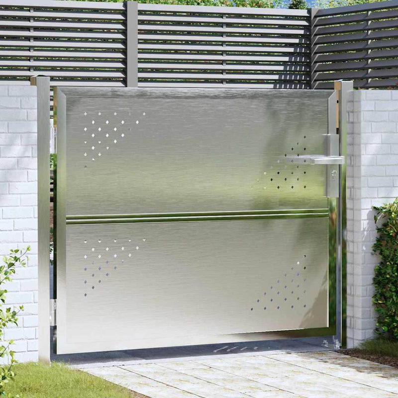 Load image into Gallery viewer, Vidaxl tuinpoort met slot zilver 100 x 75 cm roestvrij staal
