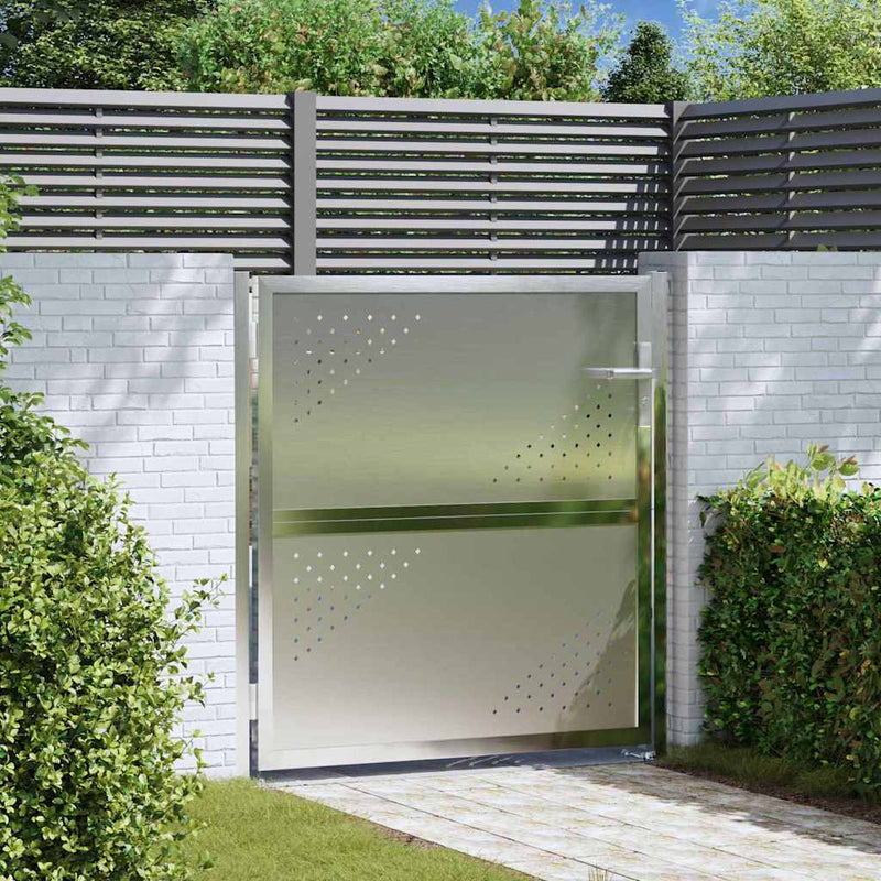 Load image into Gallery viewer, Vidaxl tuinpoort met slot zilver 95 x 100 cm roestvrij staal

