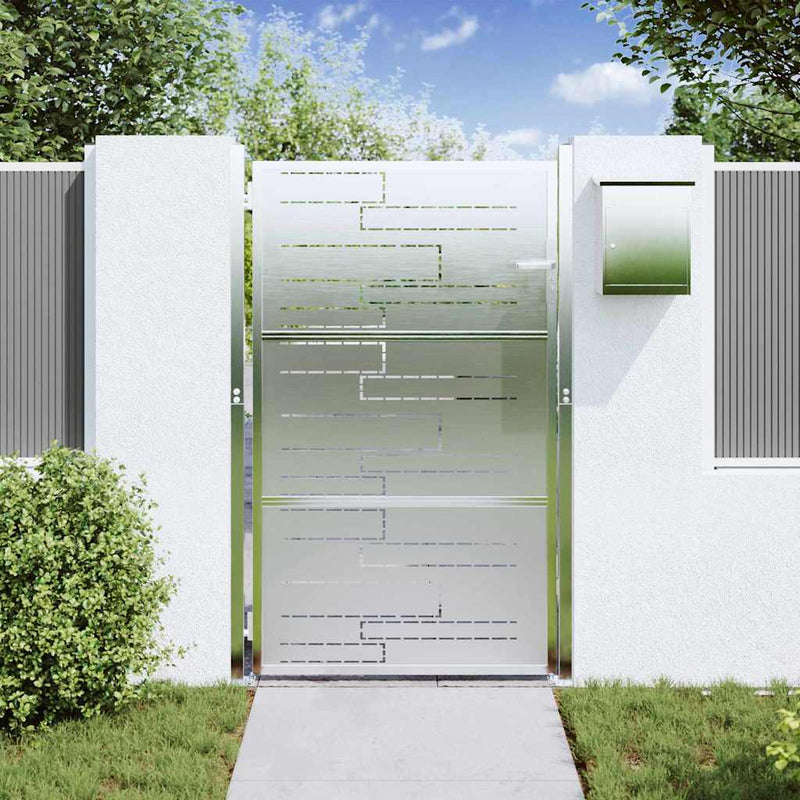 Load image into Gallery viewer, Vidaxl tuinpoort met slot zilver 100 x 125 cm roestvrij staal

