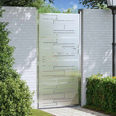 Vidaxl tuinpoort met slot zilver 96 x 180 cm roestvrij staal