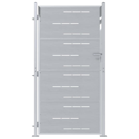 Vidaxl tuinpoort met slot zilver 96 x 180 cm roestvrij staal