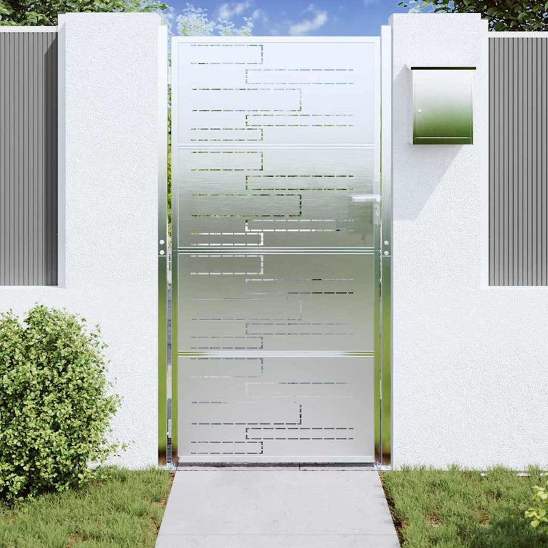 Load image into Gallery viewer, Vidaxl tuinpoort met slot zilver 96 x 200 cm roestvrij staal
