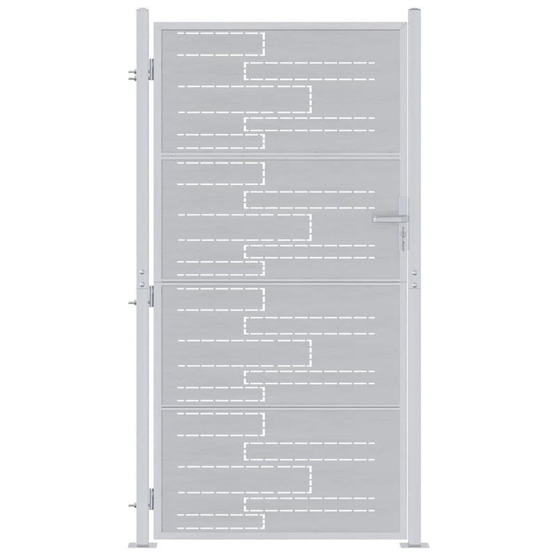 Load image into Gallery viewer, Vidaxl tuinpoort met slot zilver 96 x 200 cm roestvrij staal
